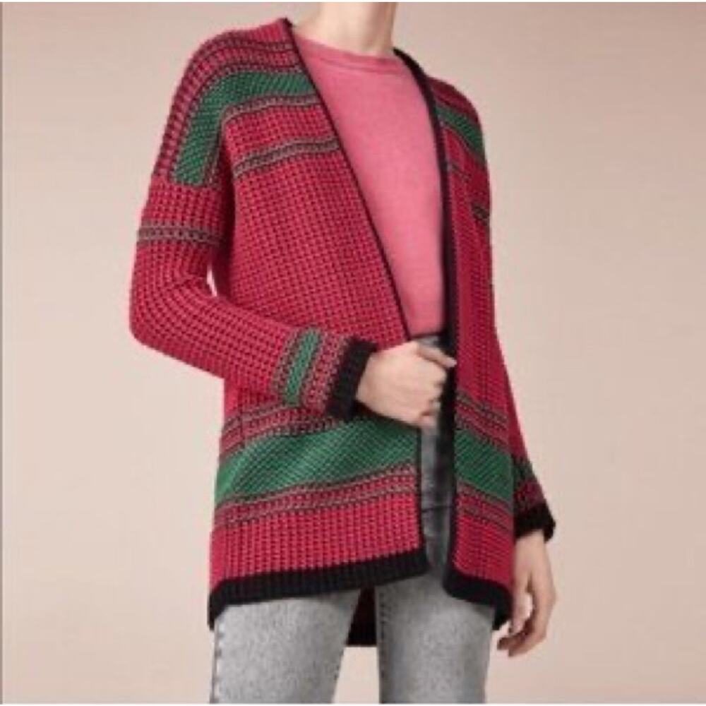 Maje‎ Crochet Knit Open Front Cardigan Cotton Sz 1 US Sz Small Granny Cottage